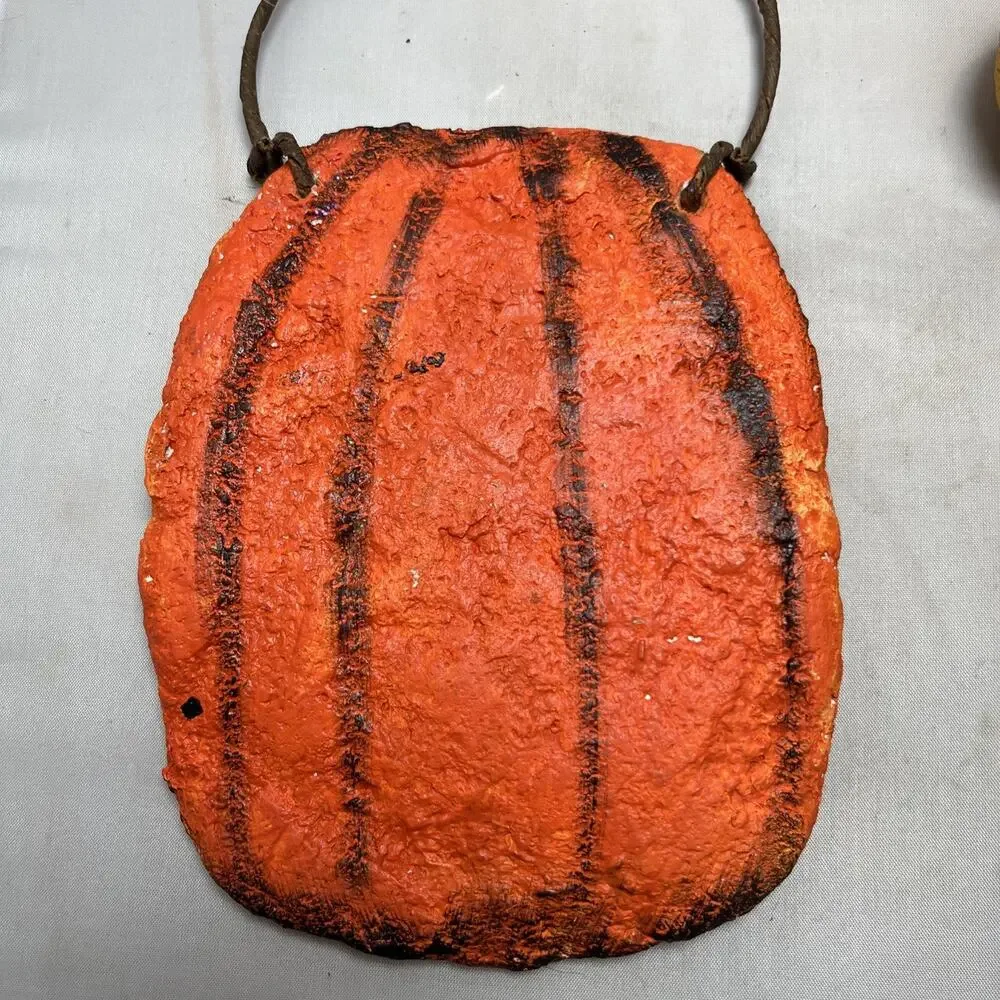 Dept 56 Halloween Pumpkin Plaque Folk Art Vintage Debra Schoch Style Decor Gourd